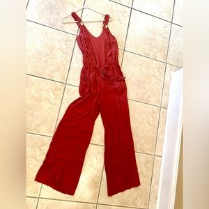 Red long pant romper
